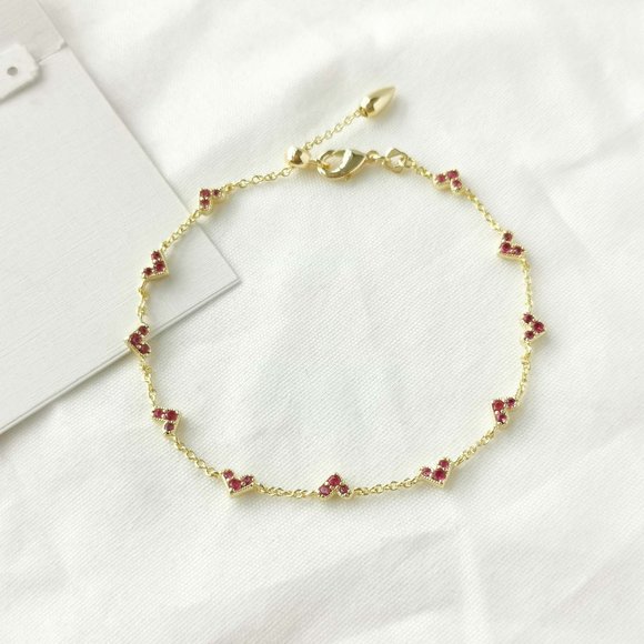 Haven Heart Gold Pink Crystal Chain Bracelet NEW - Picture 1 of 3